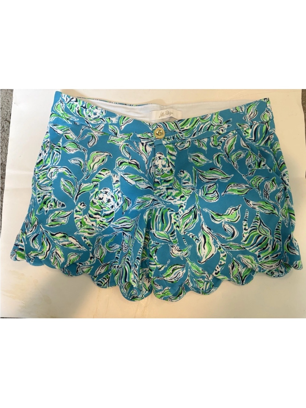 New Lilly Pulitzer Buttercup Knit Short Turquoise Oasis Outta Line Size 4 Nwt